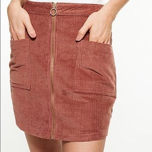 Corduroy Mauve Zip-Up A Line Skirt